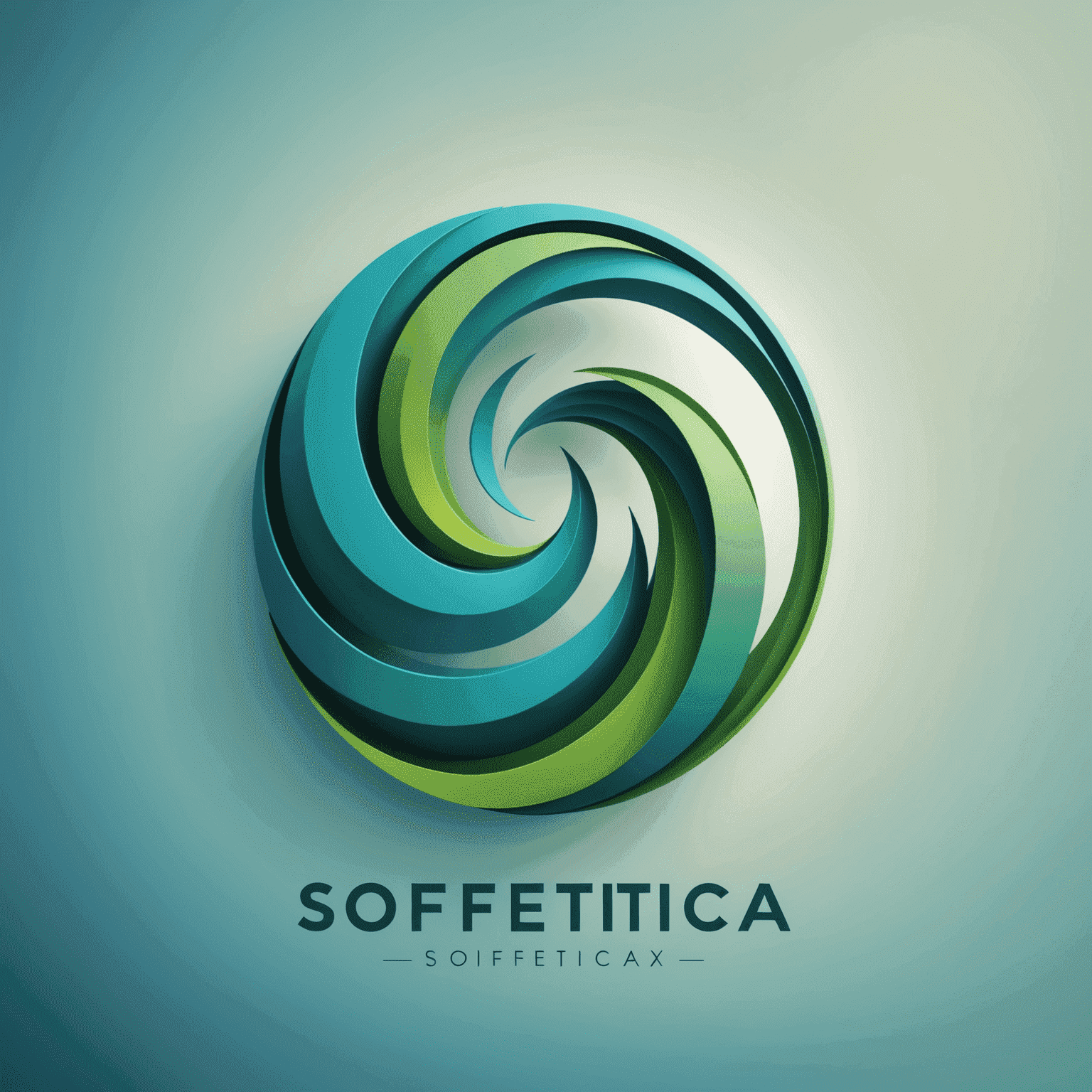 Softetica logo - A stylized 'S' with soft, flowing lines in calming blue and green gradient