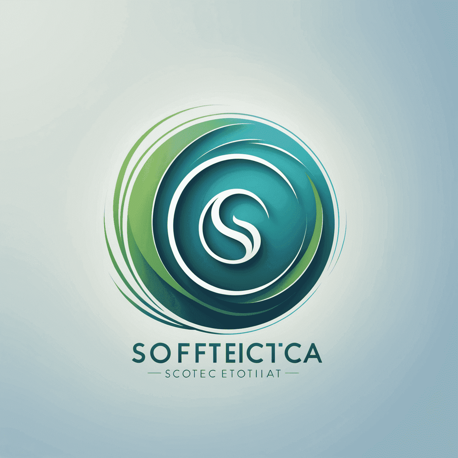 Softetica logo - A stylized 'S' with soft, flowing lines in calming blue and green gradient