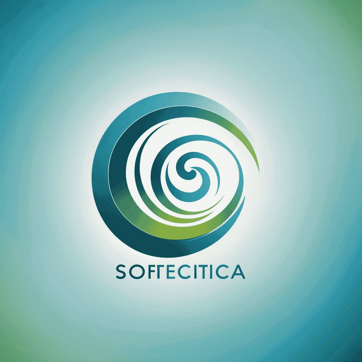 Softetica logo - A stylized 'S' with soft, flowing lines in calming blue and green gradient