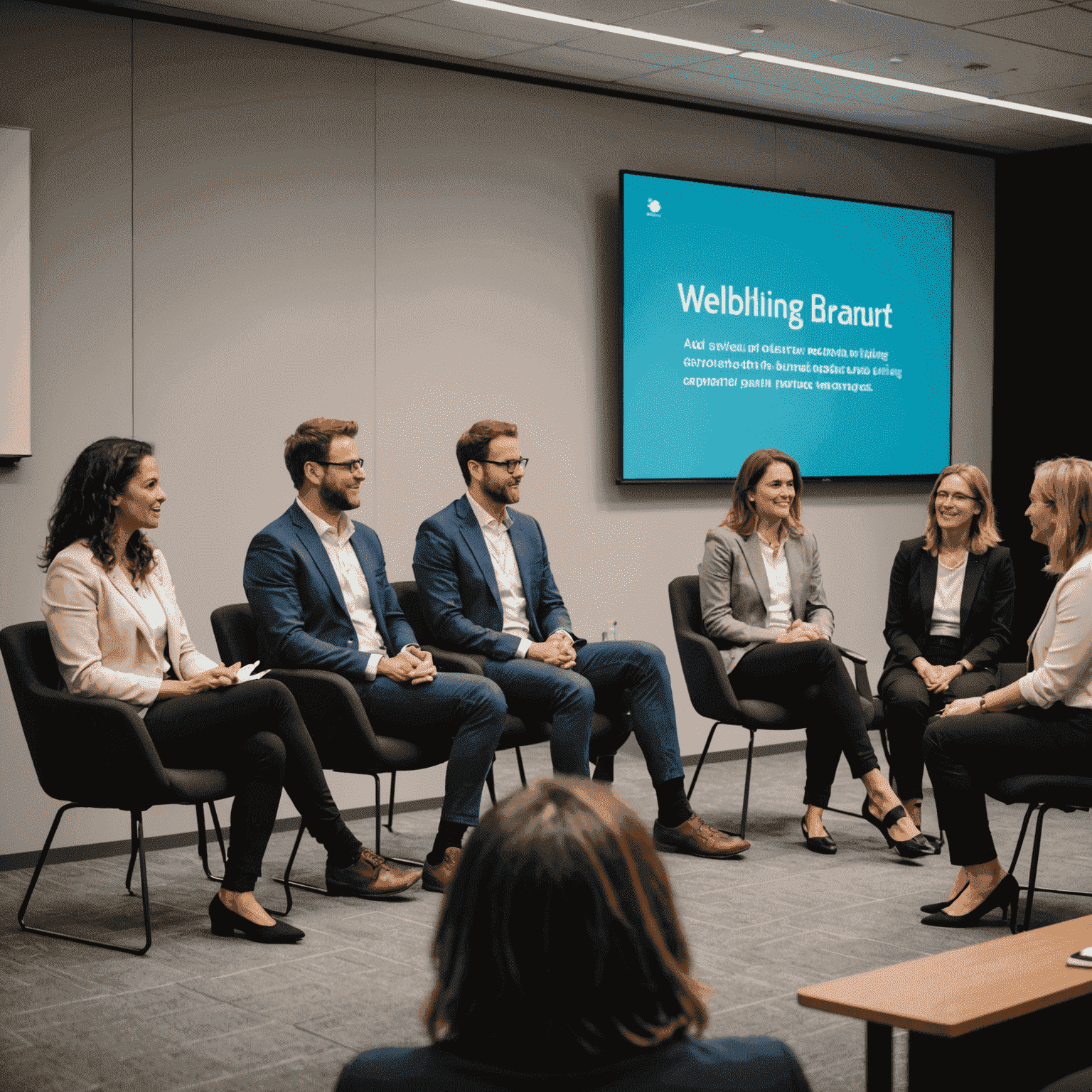 A panel of wellbeing advocates and HR leaders discussing burnout prevention strategies, with interactive audience participation